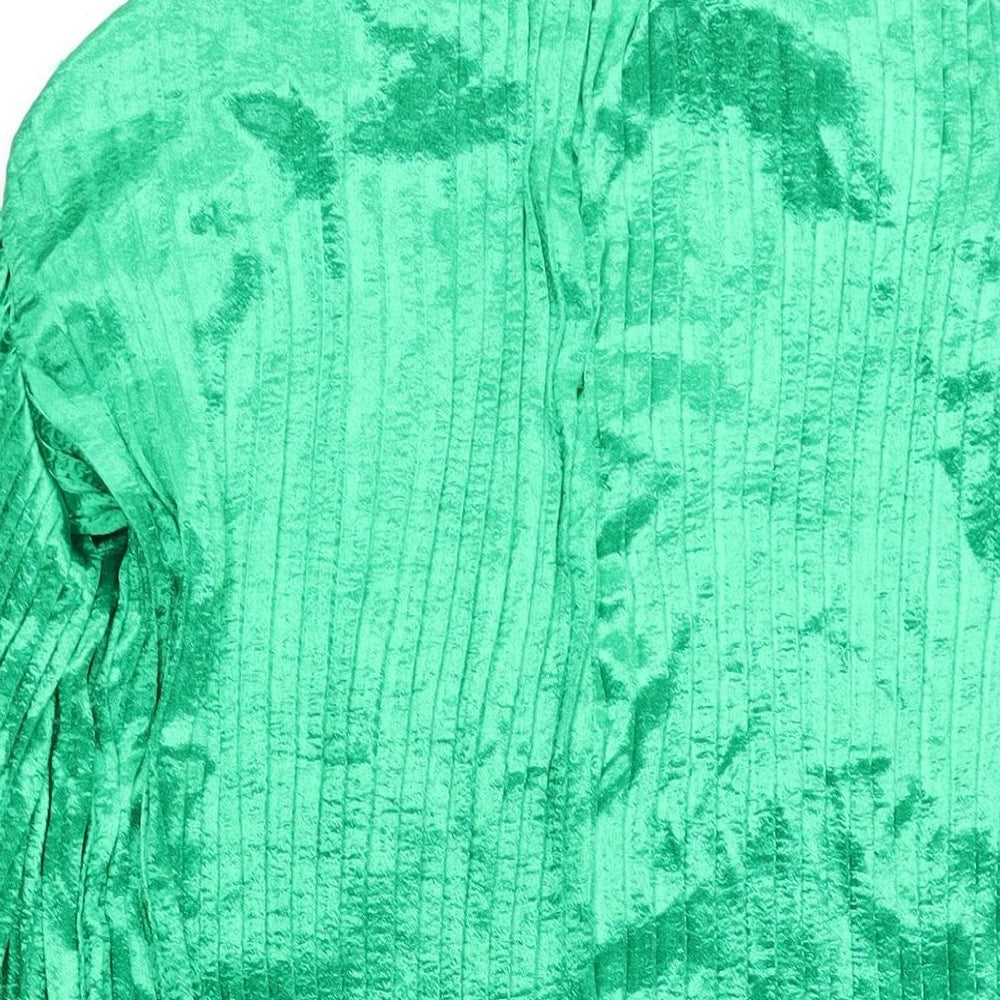 Boohoo Womens Green Polyester Shift Size 10 Mock Neck Zip - Pleated