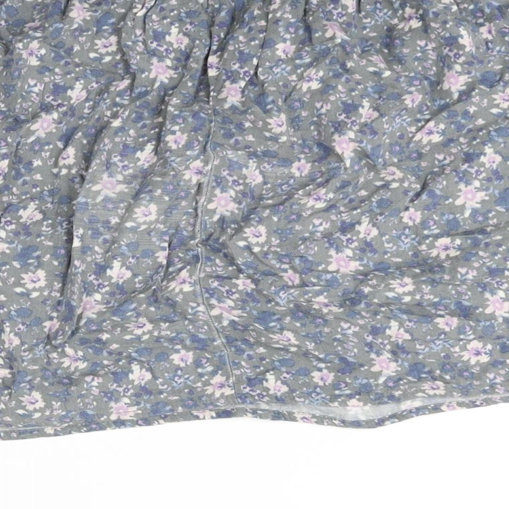 Indigo Womens Grey Floral Viscose A-Line Skirt Size 12