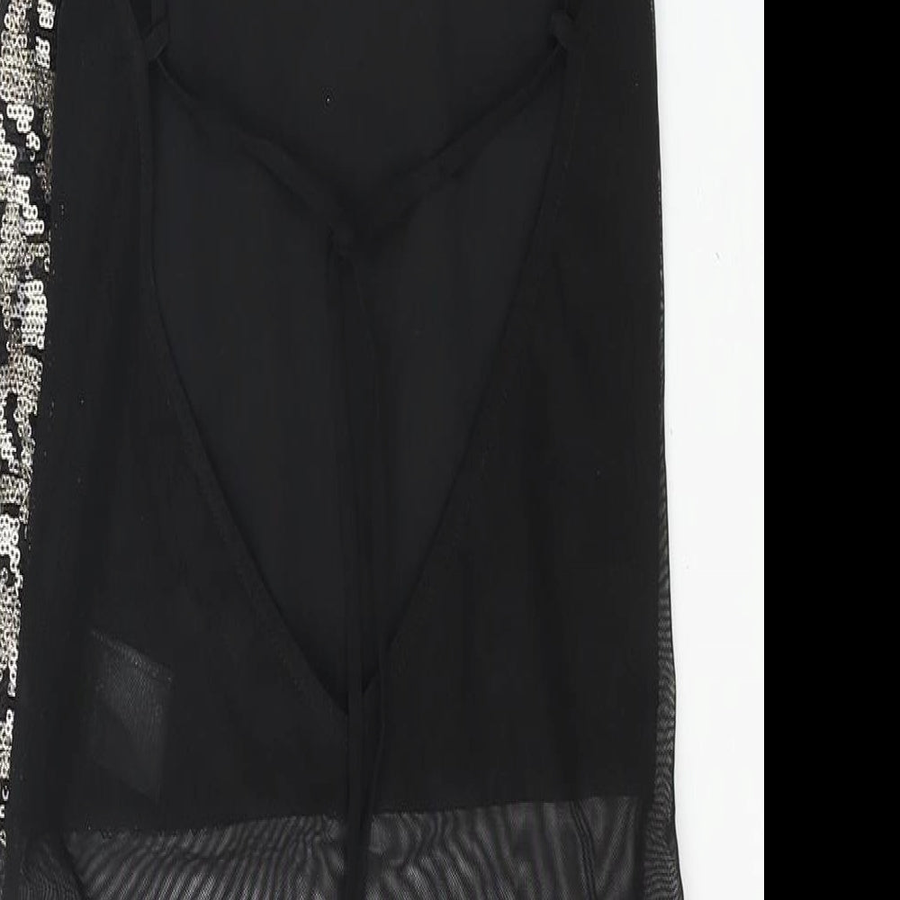 Topshop Womens Gold Nylon Bodysuit One-Piece Size 8 Snap - Sequin Open Back