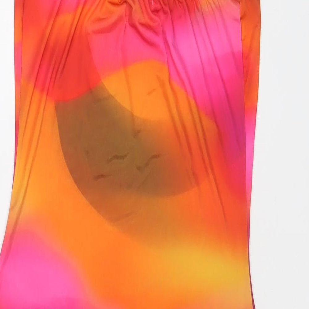 PRETTYLITTLETHING Womens Multicoloured Tie Dye Polyester Bodycon Size 8 Scoop Neck Pullover