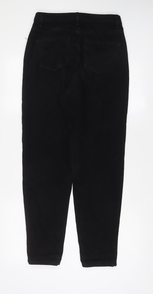 Missguided Womens Black Cotton Tapered Jeans Size 8 L29 in Regular Zip