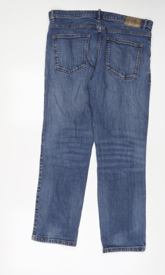 TU Mens Blue Cotton Straight Jeans Size 34 in L30 in Regular Zip - Short Leg, Pockets