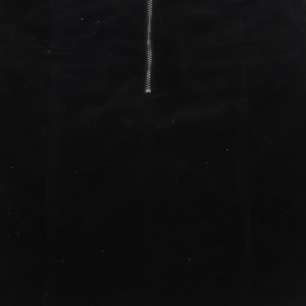 M&Co Womens Black Cotton A-Line Skirt Size 8 Zip