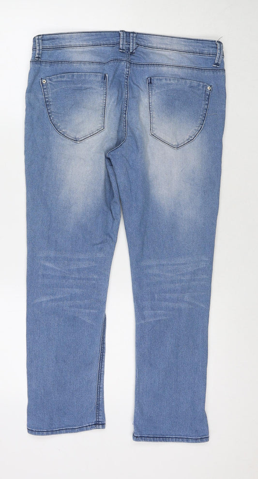 Denim & Co. Womens Blue Cotton Cropped Jeans Size 32 in L24 in Regular Zip