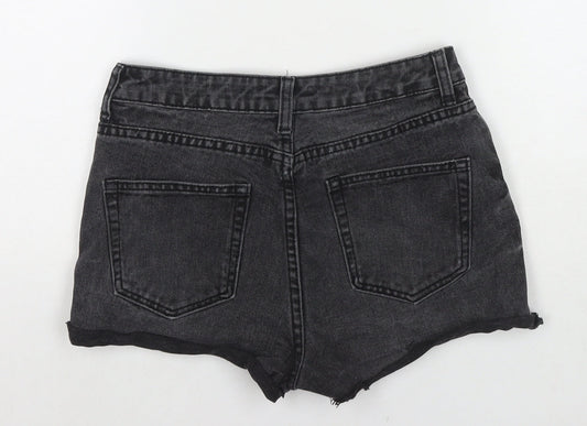 Denim & Co. Womens Black Cotton Hot Pants Shorts Size 8 L3 in Regular Zip