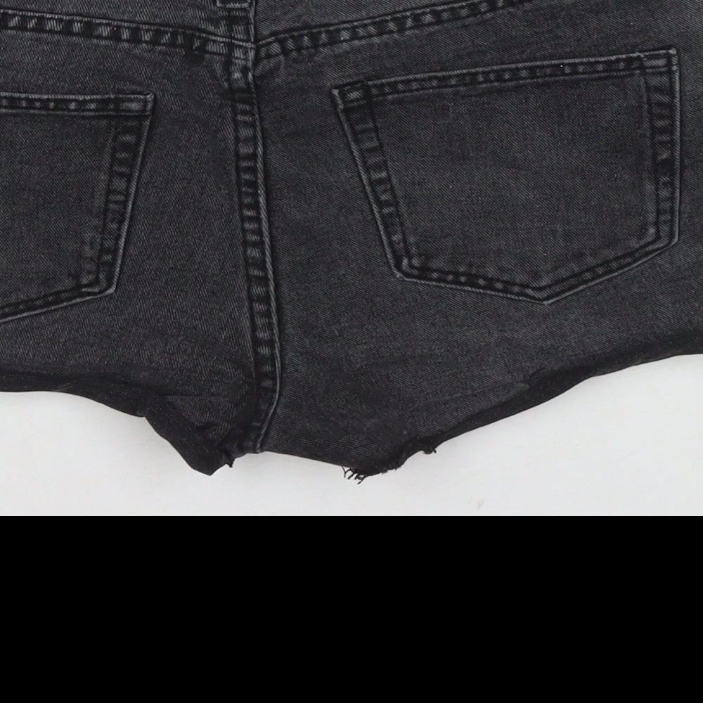 Denim & Co. Womens Black Cotton Hot Pants Shorts Size 8 L3 in Regular Zip
