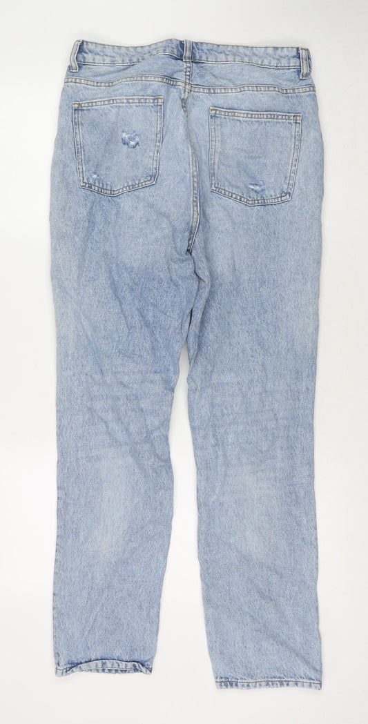 Denim & Co. Womens Blue Cotton Straight Jeans Size 14 L30 in Regular Zip