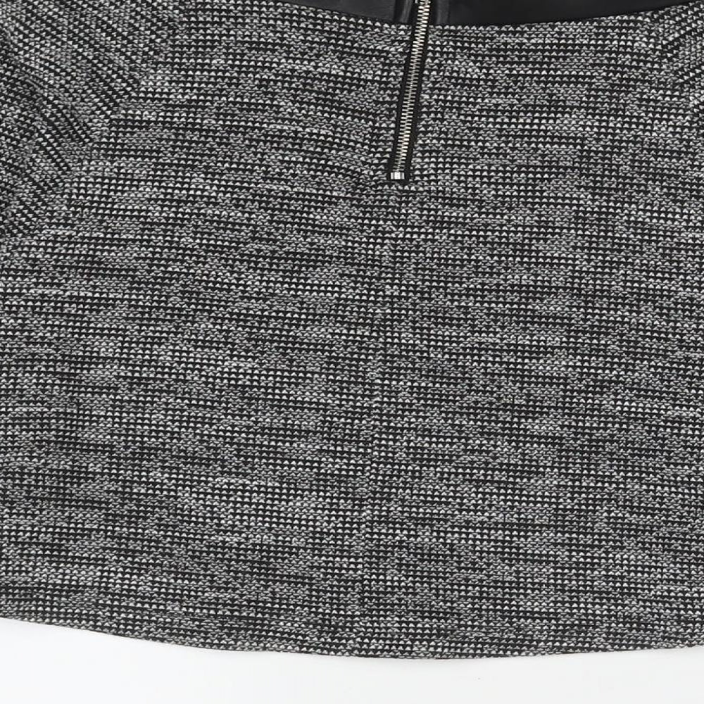 Divided by H&M Womens Black Cotton Pleated Skirt Size S Zip