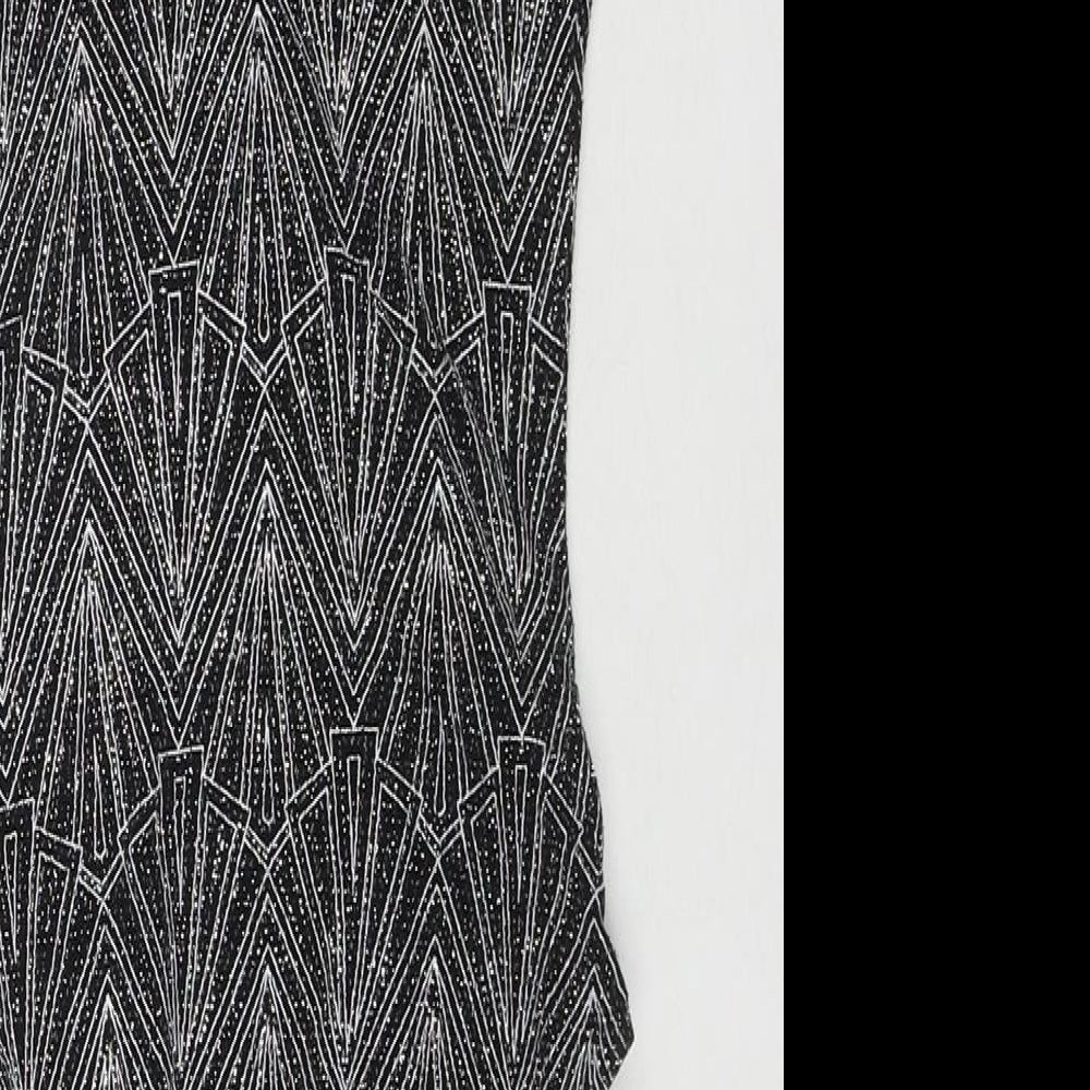 Divided by H&M Womens Black Geometric Polyamide Bodysuit One-Piece Size XS Snap - Glitter Detail