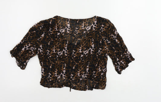 Womens UK Size 12 NEXT Brown Cropped Blouse
