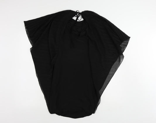 Jane Norman Womens Black Polyester Bodycon Size 10 Roll Neck Tie - Embellished Neckline