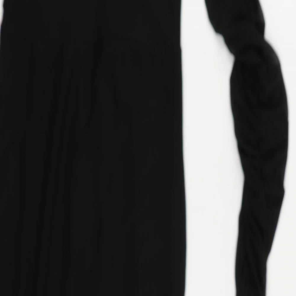 PRETTYLITTLETHING Womens Black Polyester Bodycon Size 8 Mock Neck - Ruched Sleeve