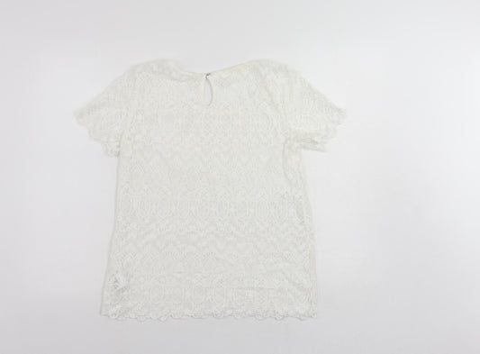 Womens UK Size 10 H&M White Basic Blouse