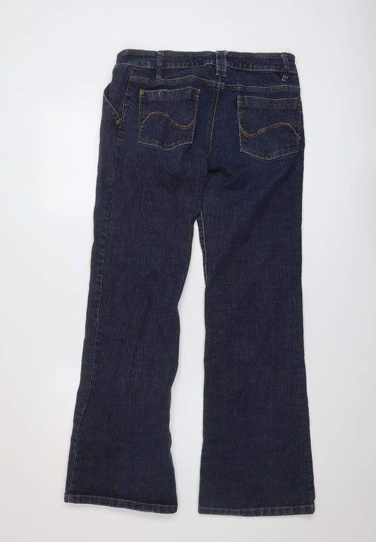 Authentic Womens Blue Cotton Flared Jeans Size 12 L32 in Regular Button - Vintage