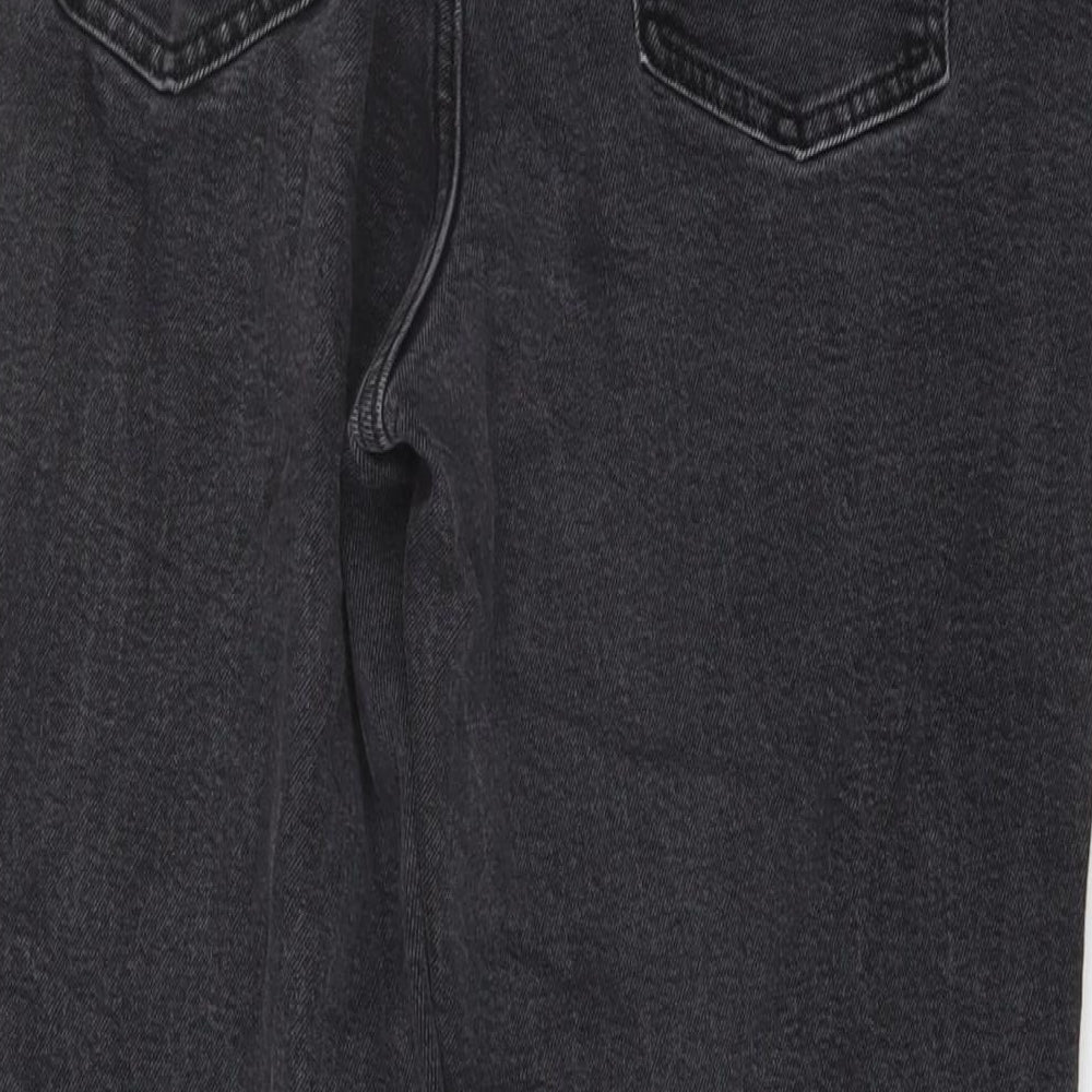 F&F Womens Grey Cotton Tapered Jeans Size 14 L26 in Regular Button