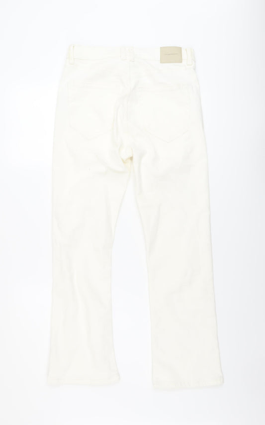 Pull&Bear Womens Ivory Cotton Bootcut Jeans Size 10 L27 in Regular Button