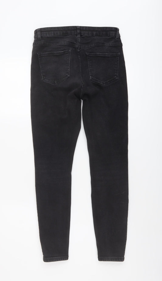 Denim & Co. Womens Black Cotton Skinny Jeans Size 12 L26 in Regular Button