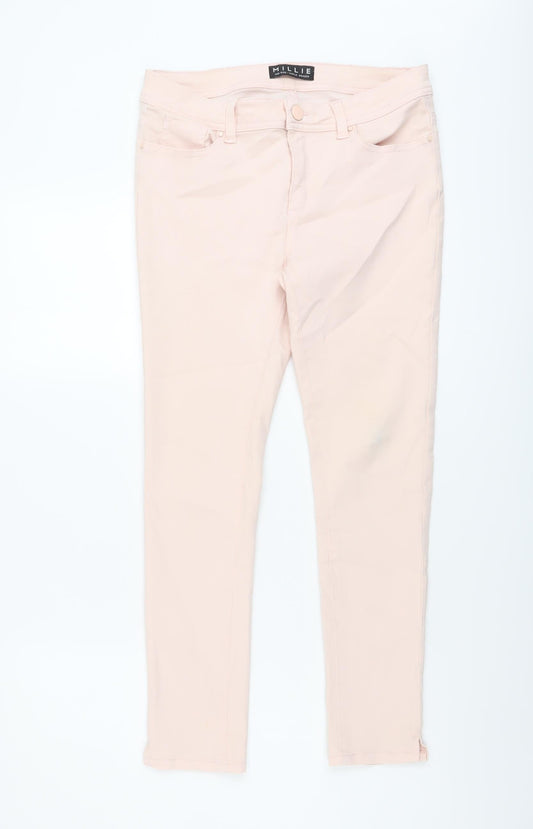 Womens UK Size 10 Peacocks Regular Fit Skinny Pink Jeans