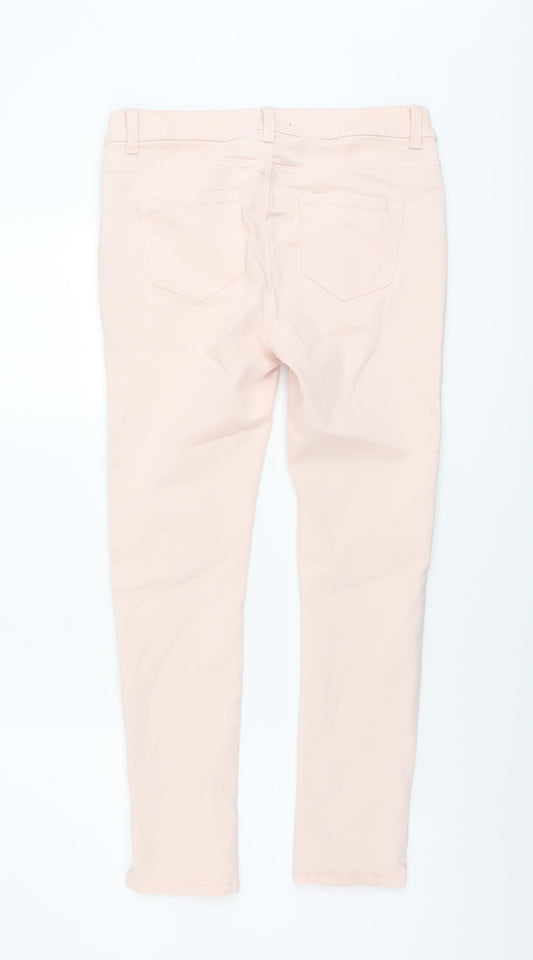 Peacocks Womens Pink Cotton Skinny Jeans Size 10 L25 in Regular Button
