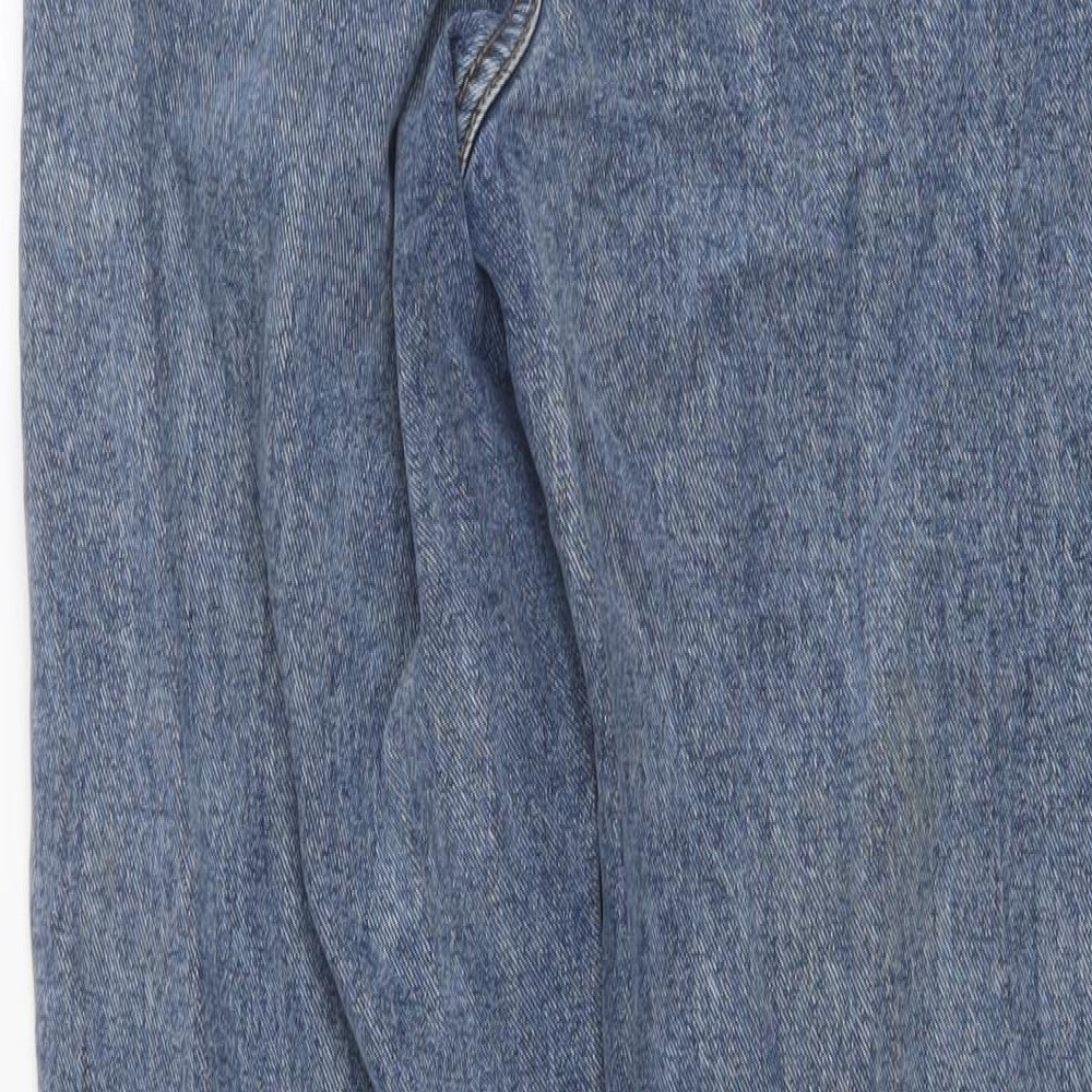 PRETTYLITTLETHING Womens Blue Cotton Mom Jeans Size 4 L30 in Regular Button