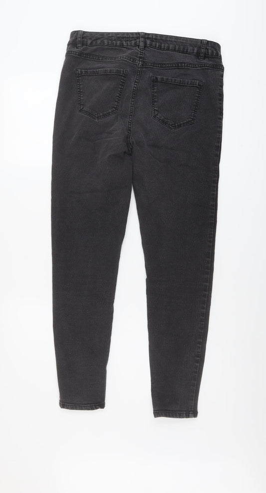 New Look Womens Grey Cotton Skinny Jeans Size 14 L27 in Regular Button