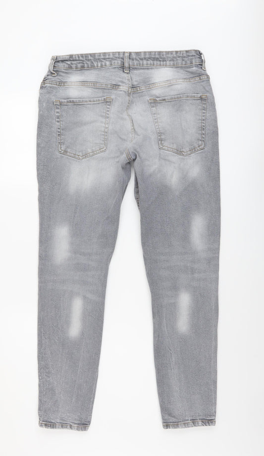 Denim & Co. Mens Grey Cotton Skinny Jeans Size 34 in L32 in Regular Button