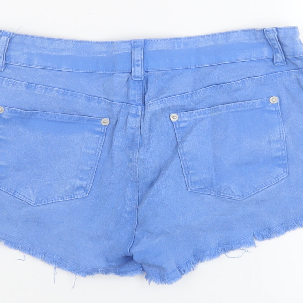 Select Womens Blue Cotton Hot Pants Shorts Size 12 L3 in Regular Button