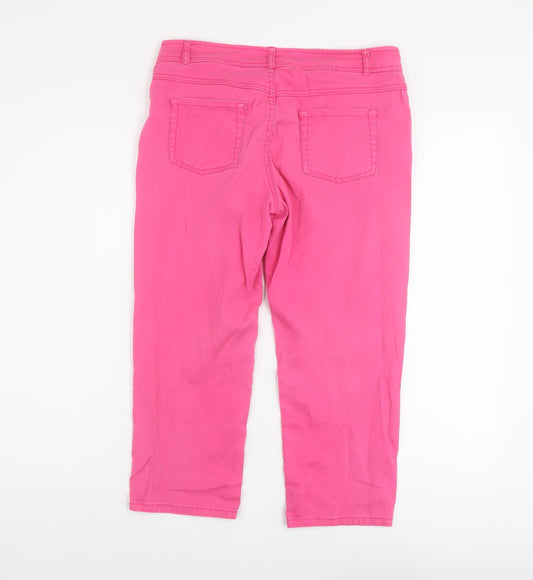 Authentic Womens Pink Cotton Capri Jeans Size 10 L21 in Regular Button