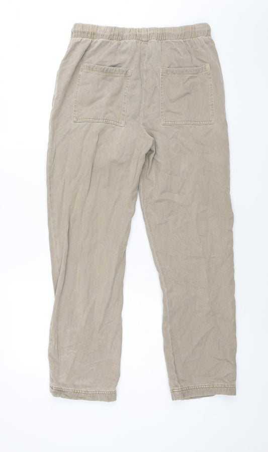 Per Una Womens Brown Cotton Tapered Jeans Size 12 L29 in Regular Drawstring