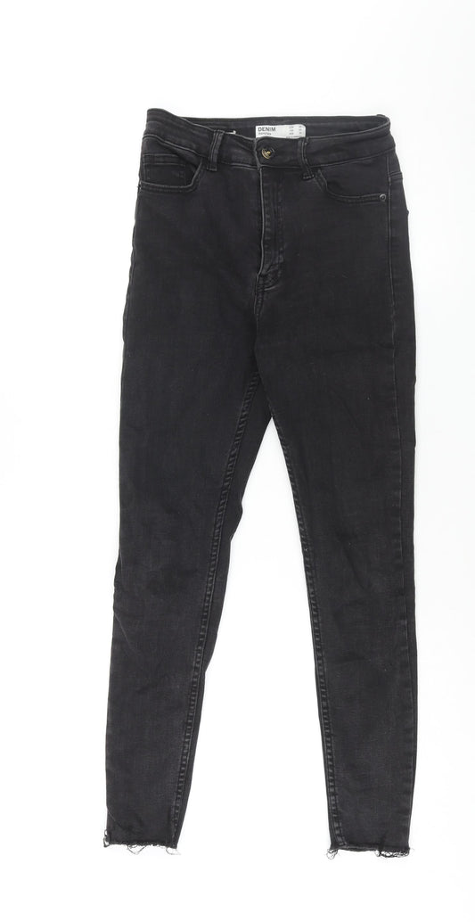 Womens UK Size 8 Bershka Regular Fit Skinny Black Jeans