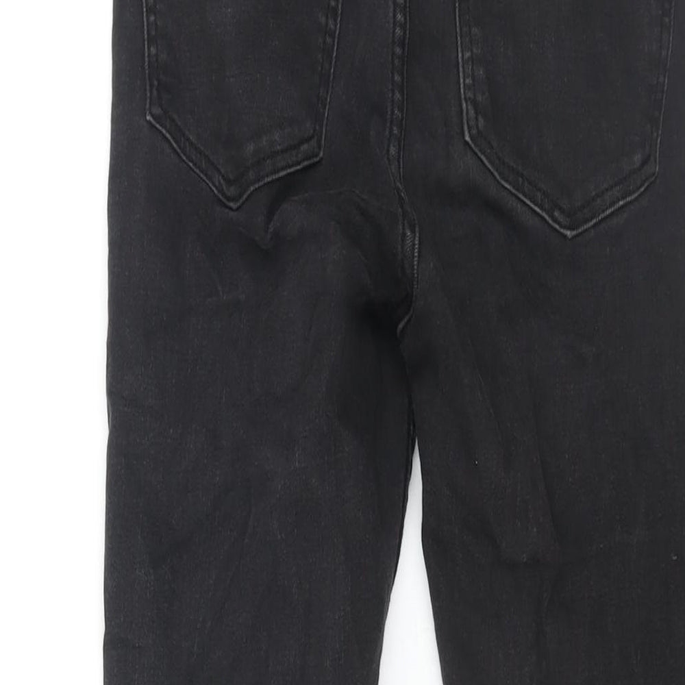 Bershka Womens Black Cotton Skinny Jeans Size 8 L26 in Regular Zip - Raw Hem