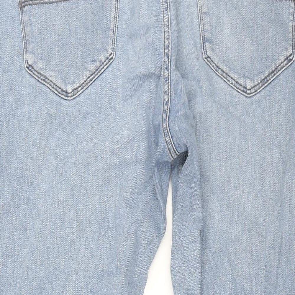 Marks and Spencer Mens Blue Cotton Straight Jeans Size 34 in L31 in Regular Zip