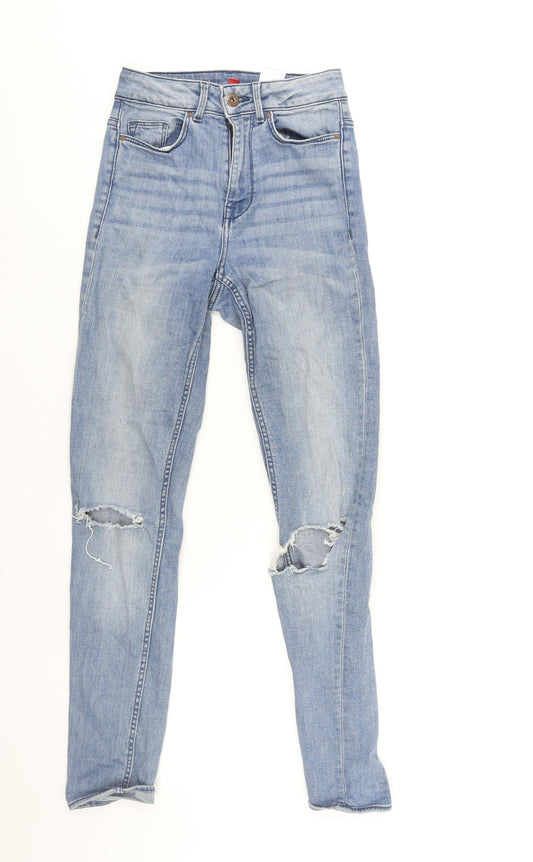 Womens UK Size 4 Divided by H&M Regular Fit Skinny Blue Jeans