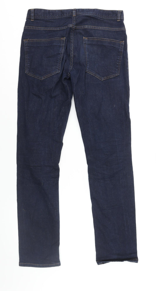 Easy Mens Blue Cotton Straight Jeans Size 30 in L30 in Slim Zip