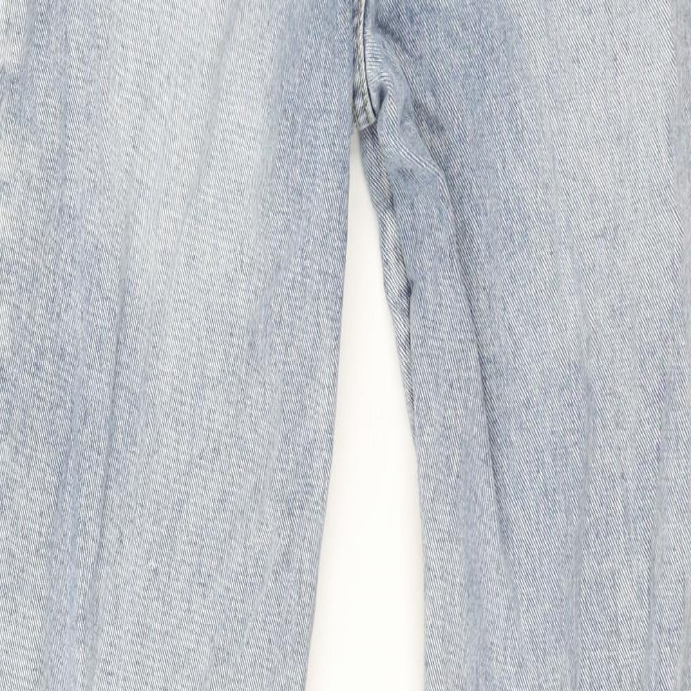 PRETTYLITTLETHING Womens Blue Cotton Tapered Jeans Size 4 L25 in Regular Zip