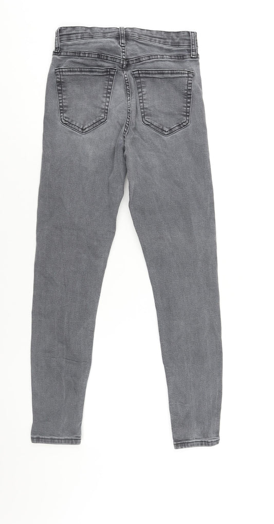 Topshop Womens Grey Cotton Skinny Jeans Size 24 in L24 in Regular Zip