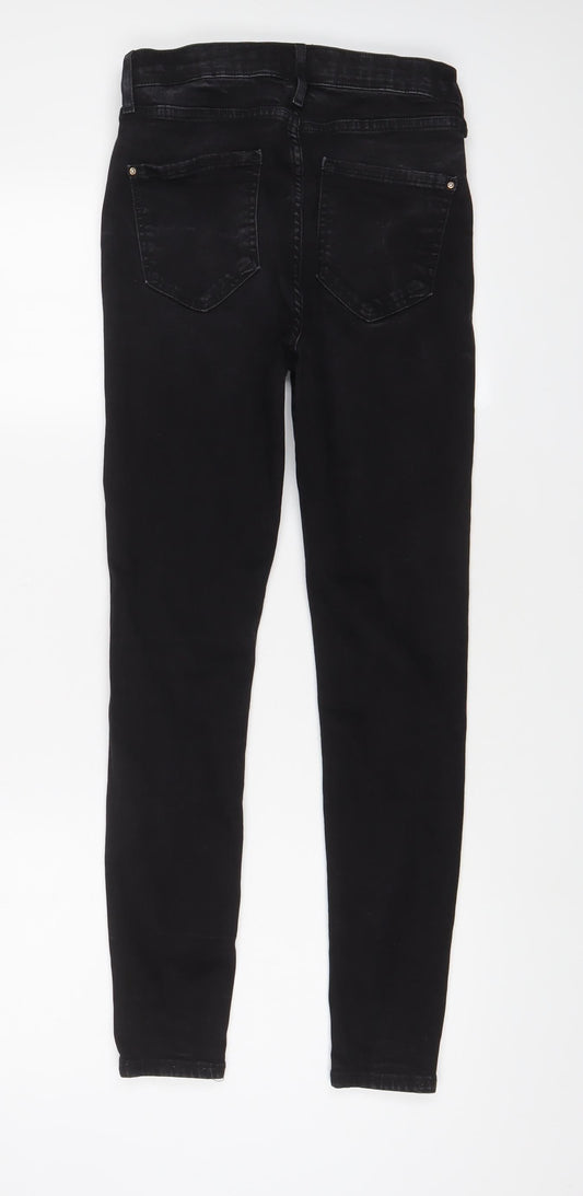 River Island Womens Black Cotton Skinny Jeans Size 10 L27 in Regular Zip
