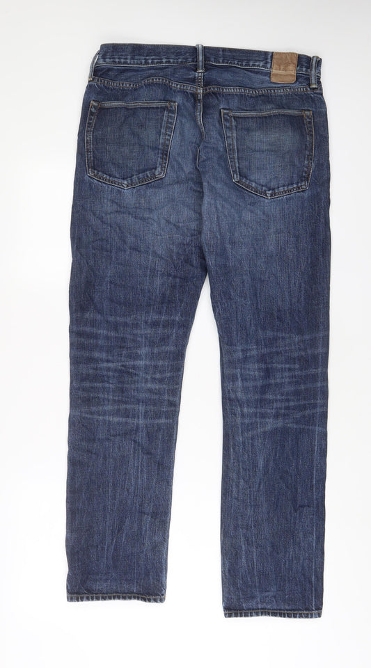 Gap Mens Blue Cotton Tapered Jeans Size 32 in L32 in Regular Zip