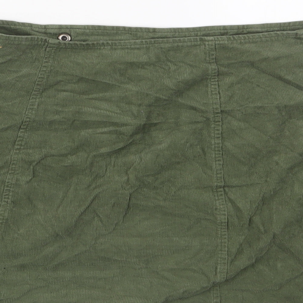 Hollister Womens Green Cotton A-Line Skirt Size L Zip
