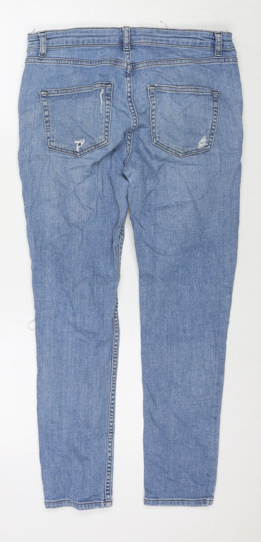 Topshop Womens Blue Cotton Skinny Jeans Size 10 L25 in Regular Zip