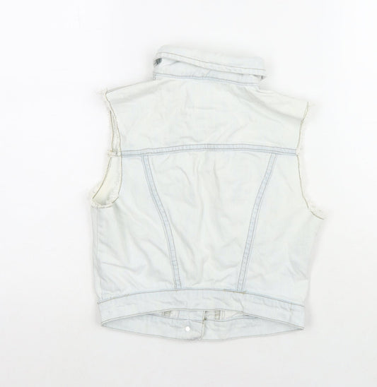 Denim & Co. Womens Blue Gilet Waistcoat Size 6 Button