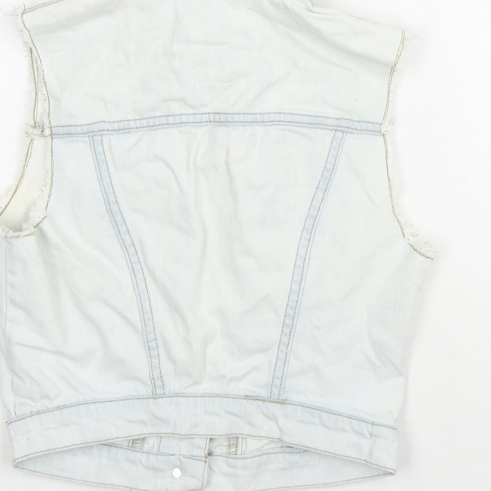 Denim & Co. Womens Blue Gilet Waistcoat Size 6 Button