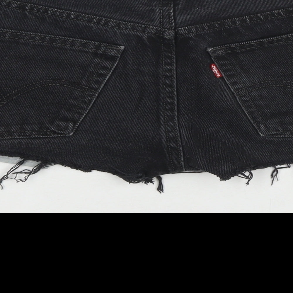 Levi's Womens Black Cotton Hot Pants Shorts Size 28 in L3 in Regular Zip - Customized Shorts