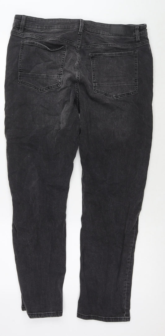 A-Frame Mens Black Cotton Straight Jeans Size 38 in L27 in Regular Zip