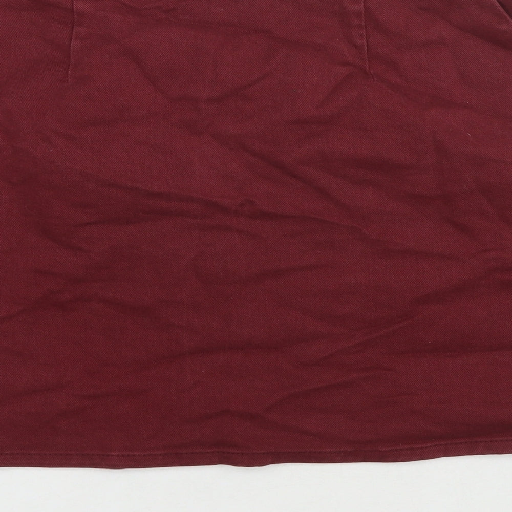 ASOS Womens Red Cotton A-Line Skirt Size 12 Zip