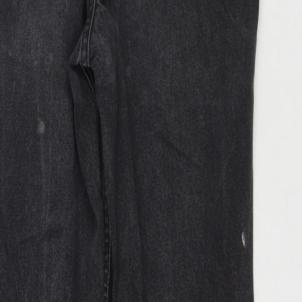 Mango Womens Black Cotton Straight Jeans Size 8 L26 in Regular Zip