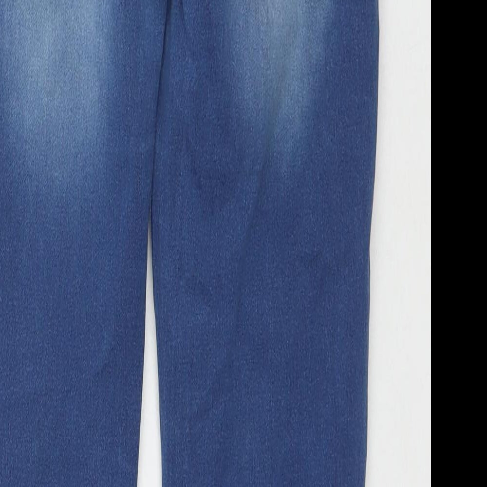 Marks and Spencer Girls Blue Cotton Skinny Jeans Size 13-14 Years L28 in Regular Zip