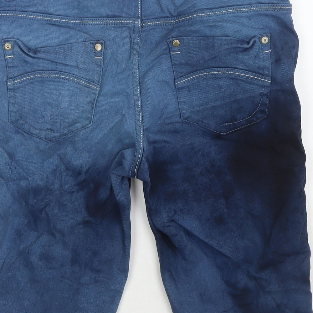 YesYes Womens Blue Cotton Boyfriend Shorts Size 10 L10 in Regular Zip