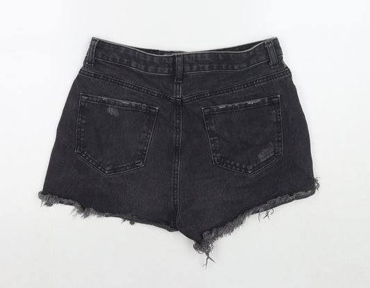 Denim & Co. Womens Black Cotton Cut-Off Shorts Size 12 L3 in Regular Zip