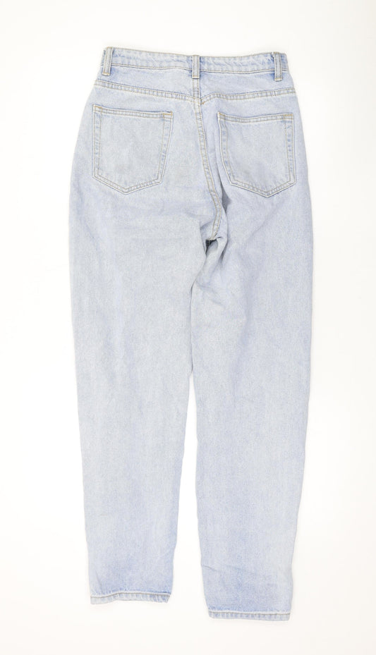 PRETTYLITTLETHING Womens Blue Cotton Mom Jeans Size 6 L27 in Regular Zip
